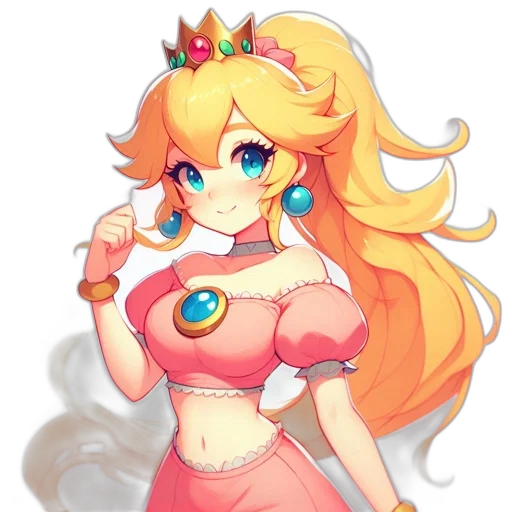 crown, dress, staff, pixel art, anime, concept art, fantasy art, colorful transparent PNG cut-out