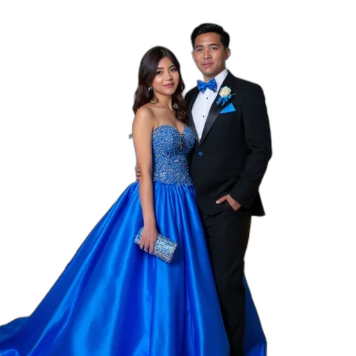 dress, crown, blue, young, couple, posing, photo, prom transparent PNG cut-out