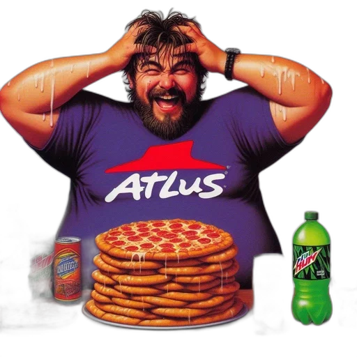 food, jacket, animal, man, appears, overwhelmed, large, quantity transparent PNG cut-out