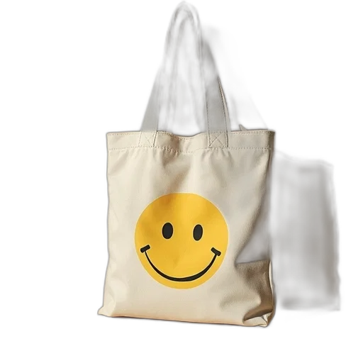 photorealistic, 3d render, smiley, face, canvas, bag transparent PNG cut-out
