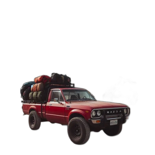car, weapon, furniture, animal, 3d render, concept art, photorealistic, red transparent PNG cut-out