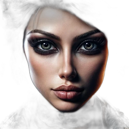 face, mask, jewelry, photorealistic, fantasy art, concept art, 3d render, outer space transparent PNG cut-out