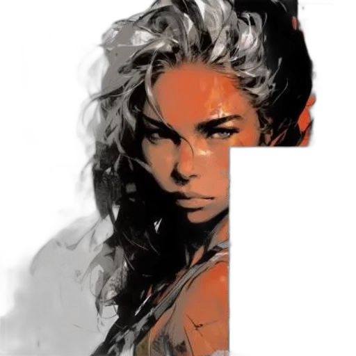 face, hair, comic book art, photorealistic, concept art, fantasy art, woman, depicted transparent PNG cut-out