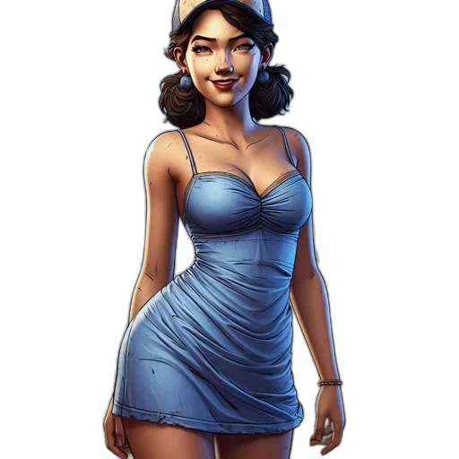 dress, staff, concept art, fantasy art, comic book art, photorealistic, blue, smiling transparent PNG cut-out