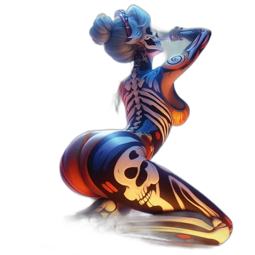 robot, jewelry, concept art, 3d render, fantasy art, neon lights, skeletal, woman transparent PNG cut-out