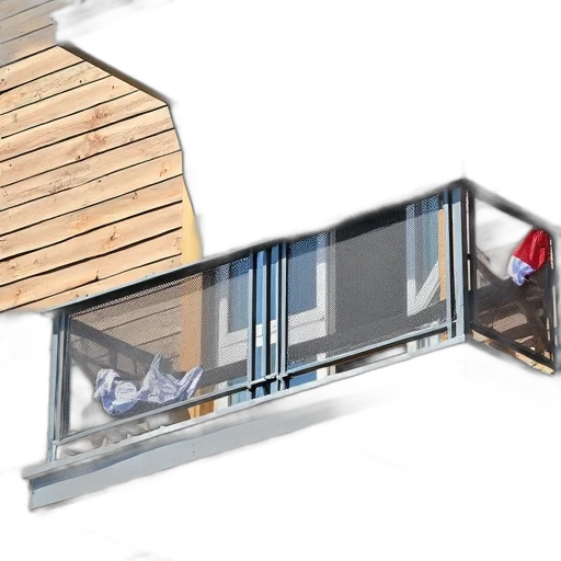 furniture, 3d render, balcony, metal, railing, perforated, screen, attached transparent PNG cut-out