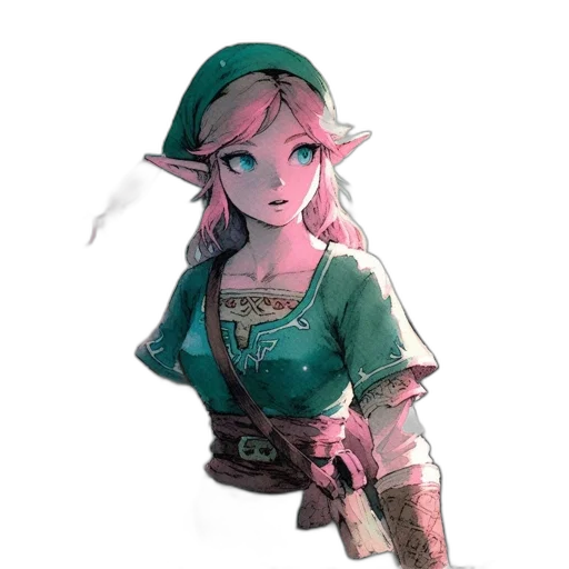 dress, staff, hat, weapon, concept art, fantasy art, watercolor, pixel art transparent PNG cut-out