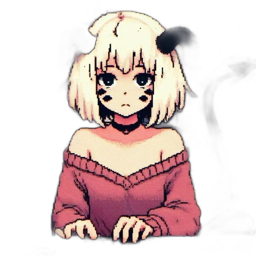 creature, mask, face, dress, pixel art, anime, watercolor, cartoon transparent PNG cut-out