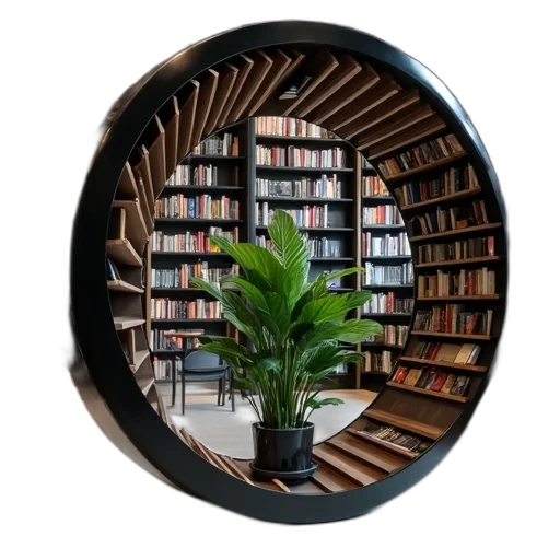 furniture, umbrella, hat, tree, 3d render, photorealistic, modern, library transparent PNG cut-out