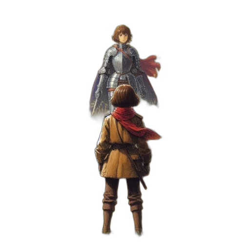 sword, jacket, weapon, staff, concept art, fantasy art, pixel art, 3d render transparent PNG cut-out