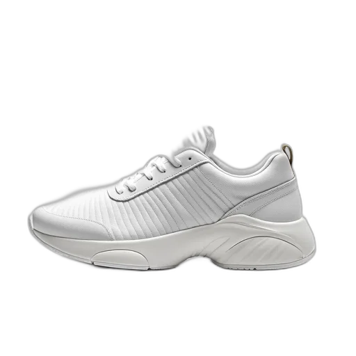 shoes, 3d render, white, sneaker, sleek, design, ribbed, texture transparent PNG cut-out