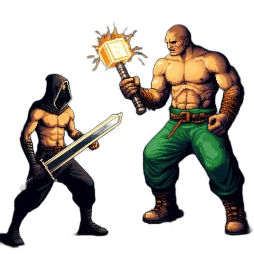 weapon, concept art, pixel art, comic book art, fantasy art, dimly, lit, dungeon transparent PNG cut-out