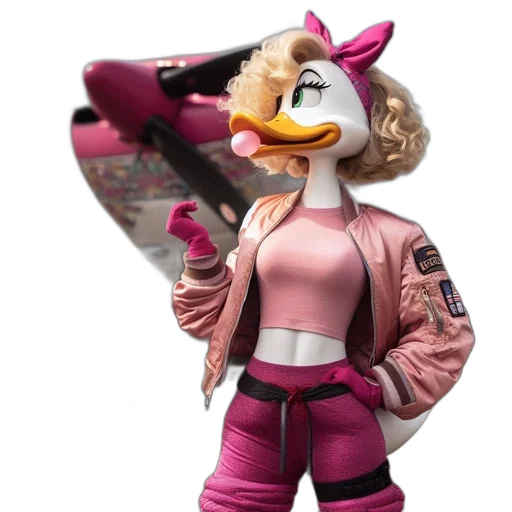jacket, weapon, concept art, 3d render, vaporwave, cartoon, anthropomorphic, duck-human transparent PNG cut-out
