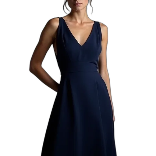 dress, blue, women, navy transparent PNG cut-out