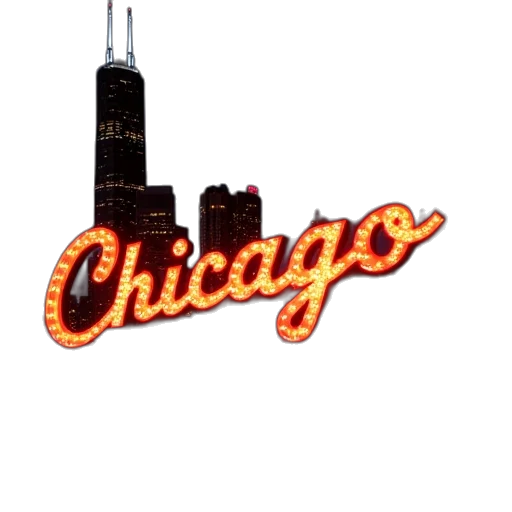 building, chicago, sign, lights transparent PNG cut-out