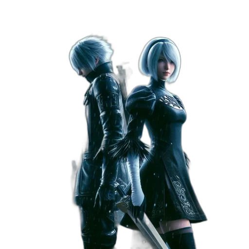 jacket, weapon, staff, robot, concept art, 3d render, cyberpunk, fantasy art transparent PNG cut-out