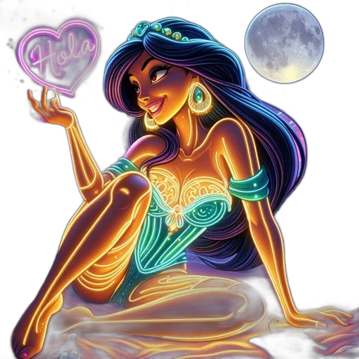 jewelry, fantasy art, concept art, cartoon, comic book art, neon lights, night, neon transparent PNG cut-out