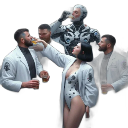 jacket, concept art, cyberpunk, 3d render, fantasy art, outer space, fire, monochrome transparent PNG cut-out