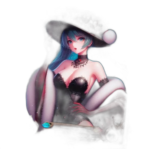 hat, dress, robot, staff, fantasy art, watercolor, concept art, anime transparent PNG cut-out