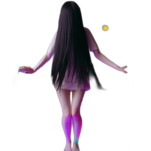 dress, hair, robot, creature, 3d render, concept art, vaporwave, pixel art transparent PNG cut-out