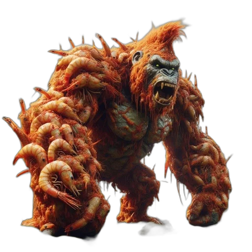 creature, dragon, animal, mask, concept art, fantasy art, 3d render, gorilla-shrimp transparent PNG cut-out