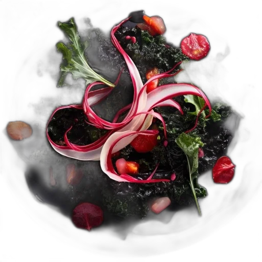food, photorealistic, dark, vibrant, gourmet, dish, featuring, variegated transparent PNG cut-out