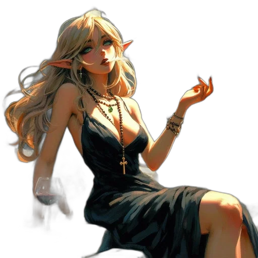 dress, concept art, fantasy art, pixel art, anime, golden, dark, earth tones transparent PNG cut-out