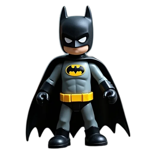3d render, comic book art, concept art, pixel art, batman, bendable, figures, playmates transparent PNG cut-out