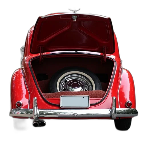 car, crown, 3d render, photorealistic, vintage, red, body, chrome transparent PNG cut-out