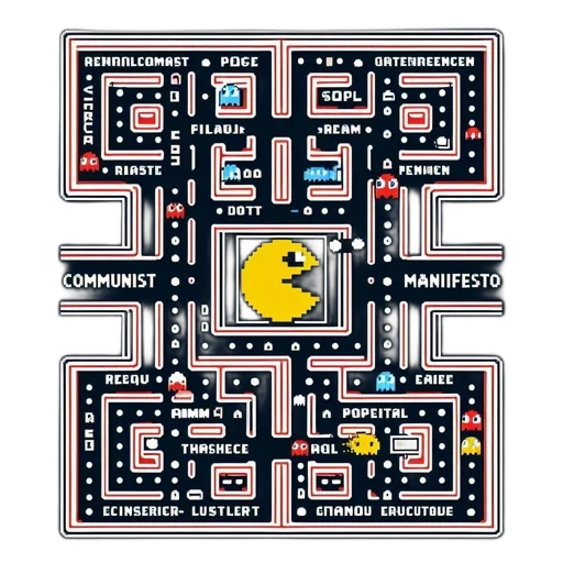 pixel art, humorous, reinterpretation, pac-man, sets, classic, game, maze transparent PNG cut-out