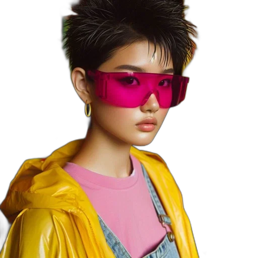 jacket, face, cyberpunk, photorealistic, vaporwave, 3d render, neon, pastel transparent PNG cut-out