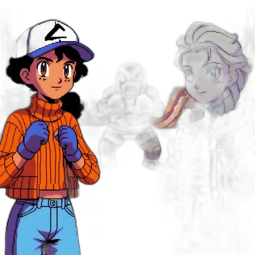 creature, face, mask, hat, concept art, cartoon, vaporwave, anime transparent PNG cut-out