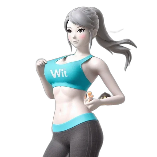 concept art, 3d render, fantasy art, pixel art, animated, woman, blue, wii-branded transparent PNG cut-out
