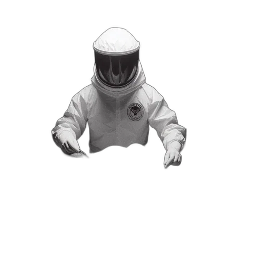 jacket, robot, mask, staff, concept art, 3d render, pixel art, comic book art transparent PNG cut-out