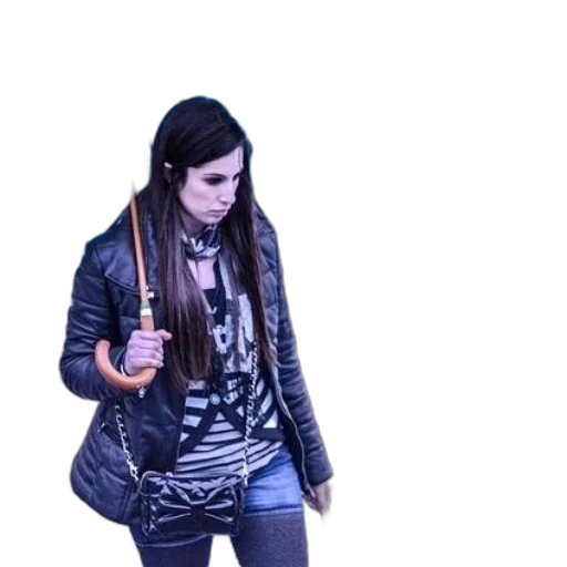 jacket, staff, 3d render, concept art, photorealistic, cyberpunk, neon lights, dark transparent PNG cut-out