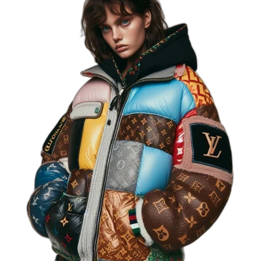 jacket, cyberpunk, photorealistic, concept art, colorful, dark, individual, wears transparent PNG cut-out