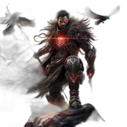 mask, sword, concept art, fantasy art, comic book art, cyberpunk, fire, dark transparent PNG cut-out