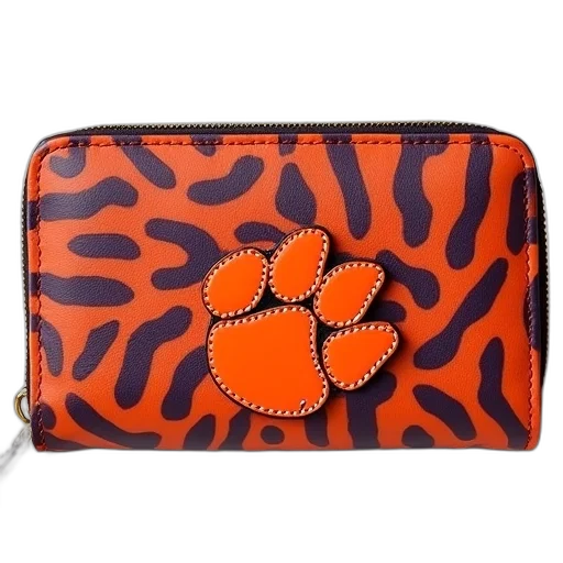clemson, tigers, women, leather, zip, around, wallet transparent PNG cut-out