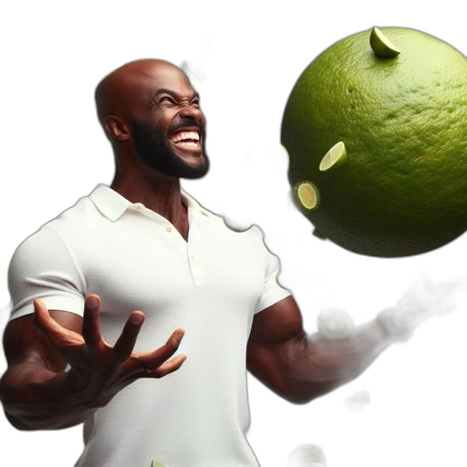 food, weapon, concept art, photorealistic, 3d render, fantasy art, man, bald transparent PNG cut-out