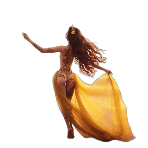 dress, hair, concept art, fantasy art, 3d render, photorealistic, golden, beach transparent PNG cut-out
