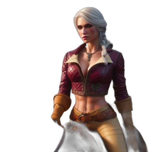jacket, concept art, fantasy art, 3d render, comic book art, woman, silver, hair transparent PNG cut-out