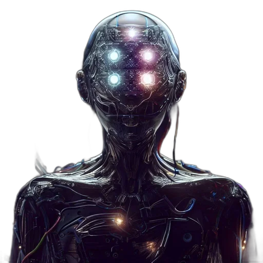 robot, creature, face, crown, concept art, cyberpunk, pixel art, comic book art transparent PNG cut-out