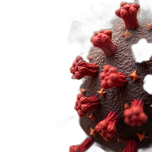 food, crown, close-up, image, cluster, viruses, red, white transparent PNG cut-out