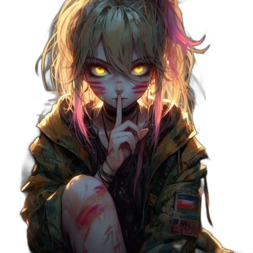 jacket, mask, face, creature, cyberpunk, anime, concept art, watercolor transparent PNG cut-out