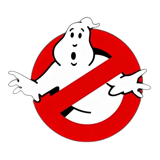 stylized, image, ghostbusters, logo, white, ghost, character, center transparent PNG cut-out