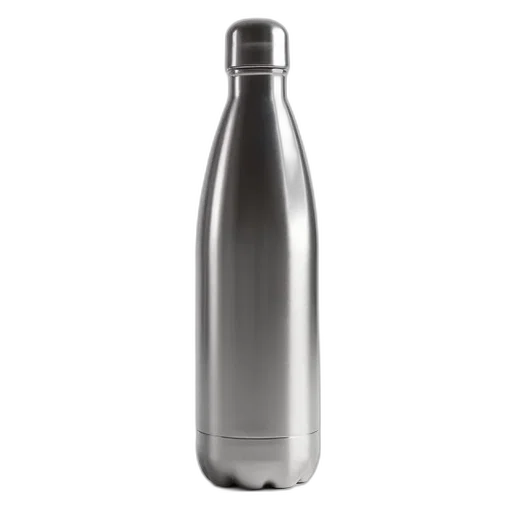 bottle, 3d render, sleek, modern, stainless, steel, water, curved transparent PNG cut-out