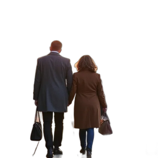 staff, jacket, first, image, shows, couple, walking, hand transparent PNG cut-out