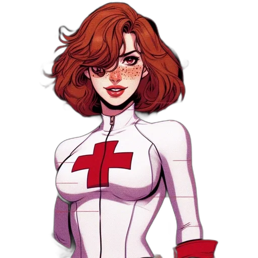 jacket, comic book art, concept art, pixel art, cartoon, red, animated, female transparent PNG cut-out