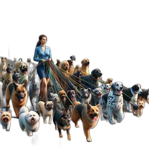 animal, concept art, 3d render, photorealistic, woman, walks, through, park transparent PNG cut-out