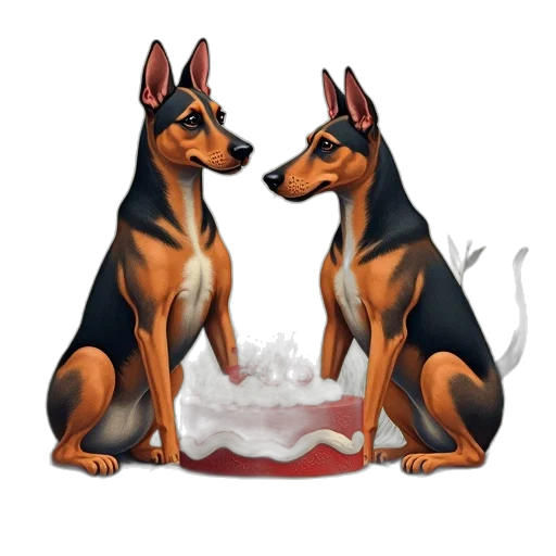 concept art, 3d render, fantasy art, photorealistic, hounds, print, birthday, card transparent PNG cut-out